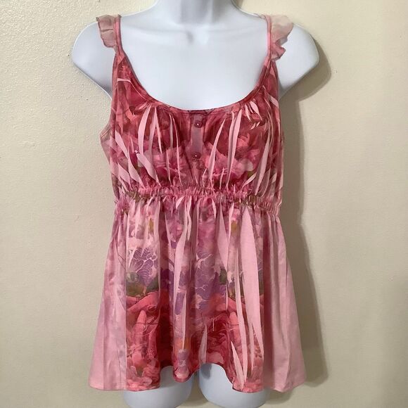 Apt. 9 Vintage Y2K Pink Fairycore Romantic Fairy Grunge Babydoll Blouse Large - Picture 1 of 11